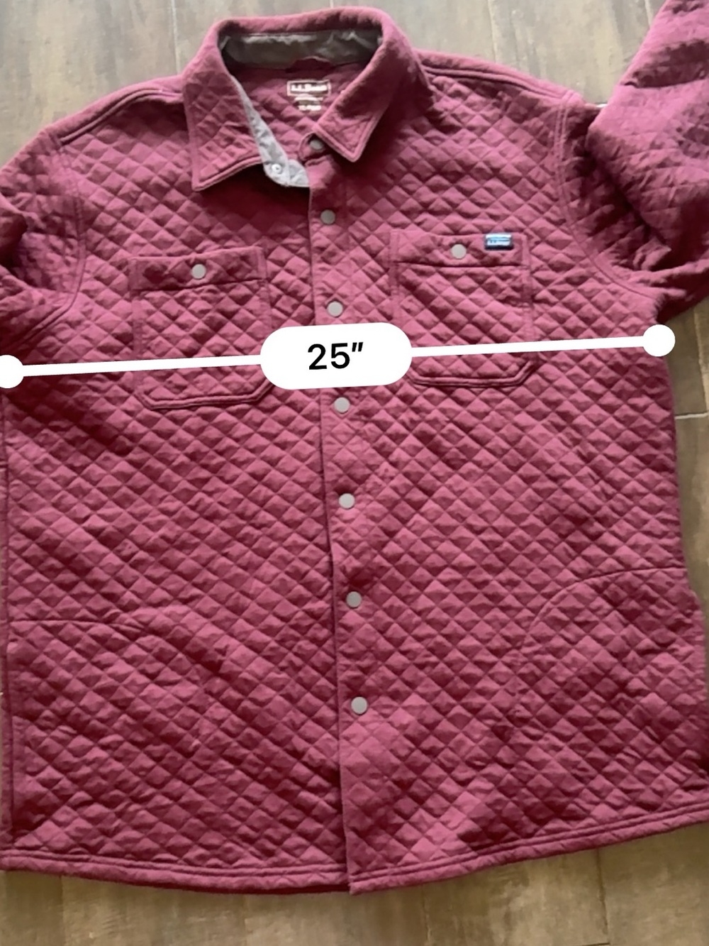 L.L. Bean Traditional Fit Quilted Snap Front Overshirt Burgundy Men’s XL Reg - Picture 8 of 9